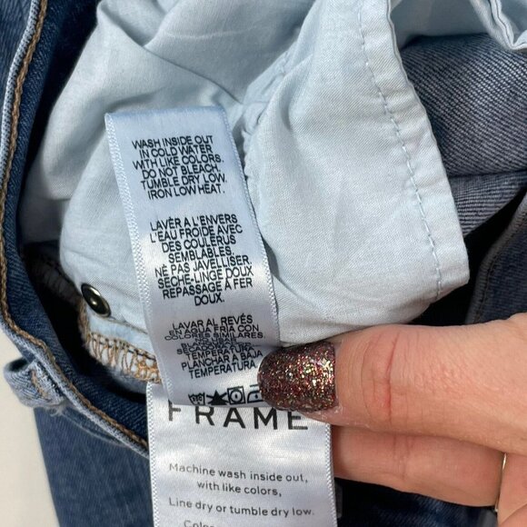 Frame Women Le High Waist Skinny Jeans Blue 30 Denim Pockets Medium Wash Zip USA - Picture 11 of 14
